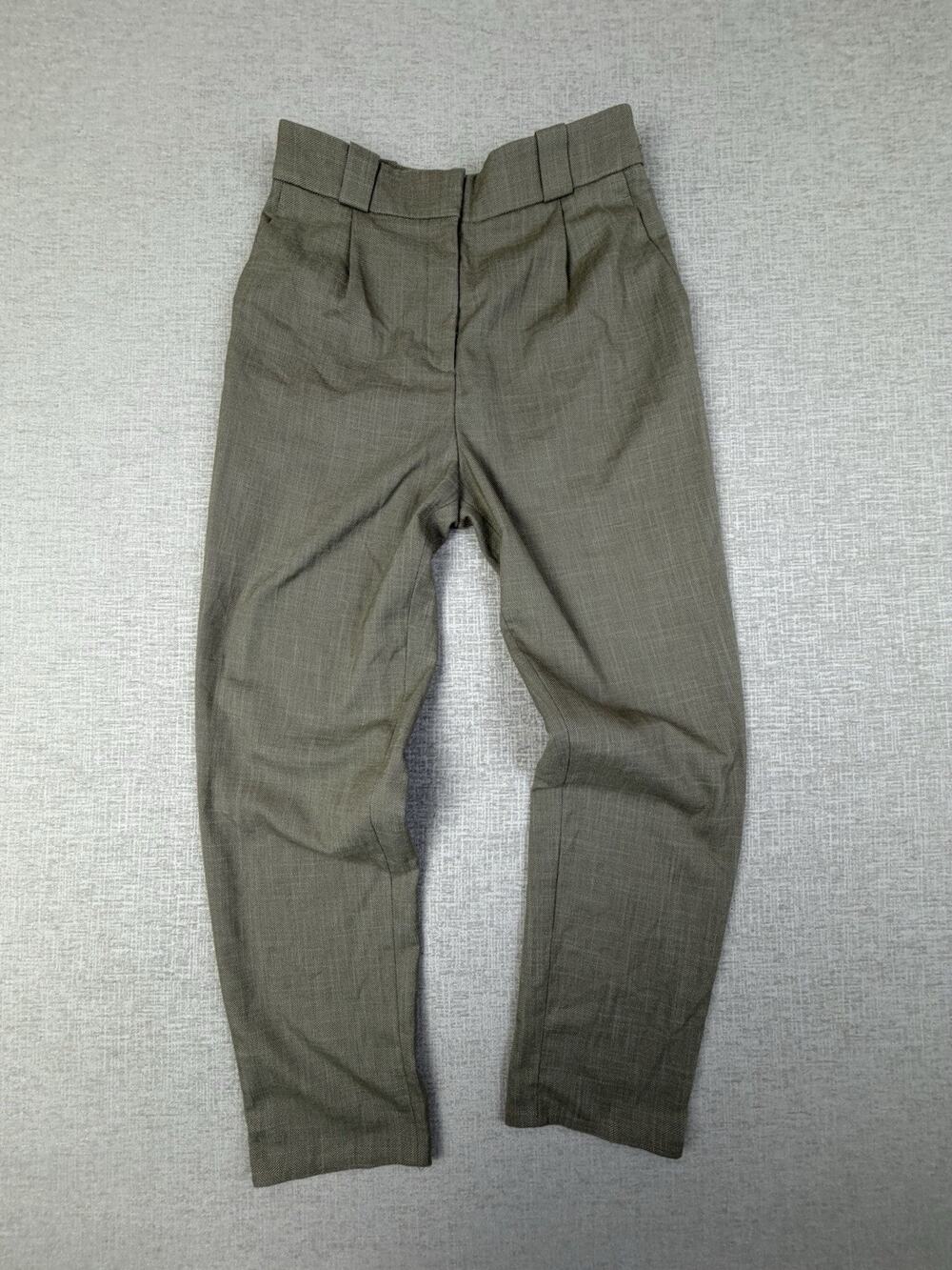 H&M Women’s Size 6 Olive Green Plaid Cropped Dress Pants Trousers 26 Inseam
